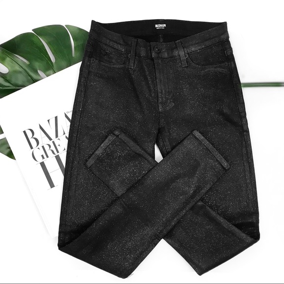 Hudson glitter skinny jeans in black - Picture 3 of 5